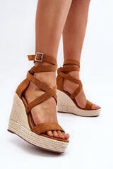 Wedge Sandals With Braided Detail Brown Salthe 30339-21 цена и информация | Женские босоножки | pigu.lt