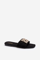 Women's Flat Sandals with Decoration Black Inaile 30372-21 цена и информация | Женские тапочки | pigu.lt