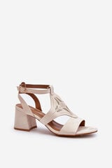 Beige Low Heel Sandals Eleriva 30381-21 цена и информация | Женские босоножки | pigu.lt