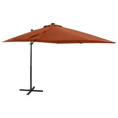 Gembinis skėtis su stulpu ir LED lemputėmis, 250 cm, oranžinis kaina ir informacija | Skėčiai, markizės, stovai | pigu.lt