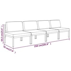 Keturvietė sodo sofa su pagalvėlėmis, antracito, aliuminis kaina ir informacija | Lauko baldų komplektai | pigu.lt