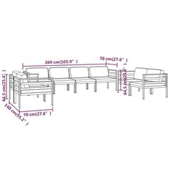 Sodo komplektas su pagalvėlėmis, 8 dalių, antracito, aliuminis цена и информация | Комплекты уличной мебели | pigu.lt