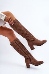 Lace-up Suede High Heel Boots Brown Jolenna 30461-21 цена и информация | Женские сапоги | pigu.lt