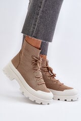 Women's Sock-Like Slip-On Boots Brown Solime 30477-21 цена и информация | Женские ботинки | pigu.lt