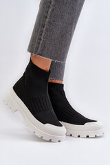 Moteriški batai su kojinę primenančiu velenu Slip-On Black Fiename 30478-21 kaina ir informacija | Aulinukai, ilgaauliai batai moterims | pigu.lt