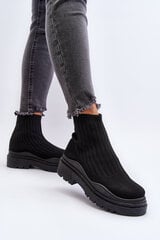 Black women's sock boots with chunky sole Elipara 30481-21 цена и информация | Женские сапоги | pigu.lt