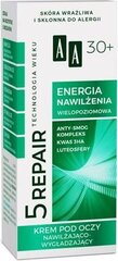 Drėkinamasis paakių kremas AA Age 5 Repair Technology 30+, 15 ml kaina ir informacija | Paakių kremai, serumai | pigu.lt