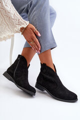 Women's Black Flat Heel Cutout Ankle Boots S.Barski HY66-151 30639-21 цена и информация | Женские сапоги | pigu.lt