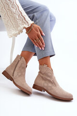 Women's Cut-Out Boots With Flat Heel Light Beige S.Barski HY66-151 30640-21 цена и информация | Женские сапоги | pigu.lt