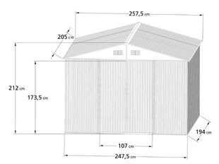 Namelis įrankiams Hecht 2,5 x 2 x 2,1 m HECHT 6X8 PLUS kaina ir informacija | Sodo nameliai, malkinės, pastogės | pigu.lt