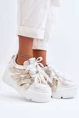 White-Gold Chunky Platform Sneakers Zazoo 2F-7033 30645-21 цена и информация | Спортивная обувь, кроссовки для женщин | pigu.lt