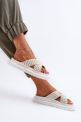 Women's Embellished Platform Slides White Niraela 30654-21 цена и информация | Женские тапочки | pigu.lt