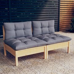 Dvivietė sodo sofa su pilkomis pagalvėlėmis, pilka цена и информация | Садовые стулья, кресла, пуфы | pigu.lt