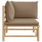 Kampinė sodo sofos dalis su taupe pagalvėlėmis, bambukas kaina ir informacija | Lauko kėdės, foteliai, pufai | pigu.lt