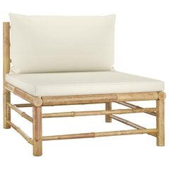 Vidurinė sodo sofos dalis su kreminėmis pagalvėmis, ruda kaina ir informacija | Lauko kėdės, foteliai, pufai | pigu.lt