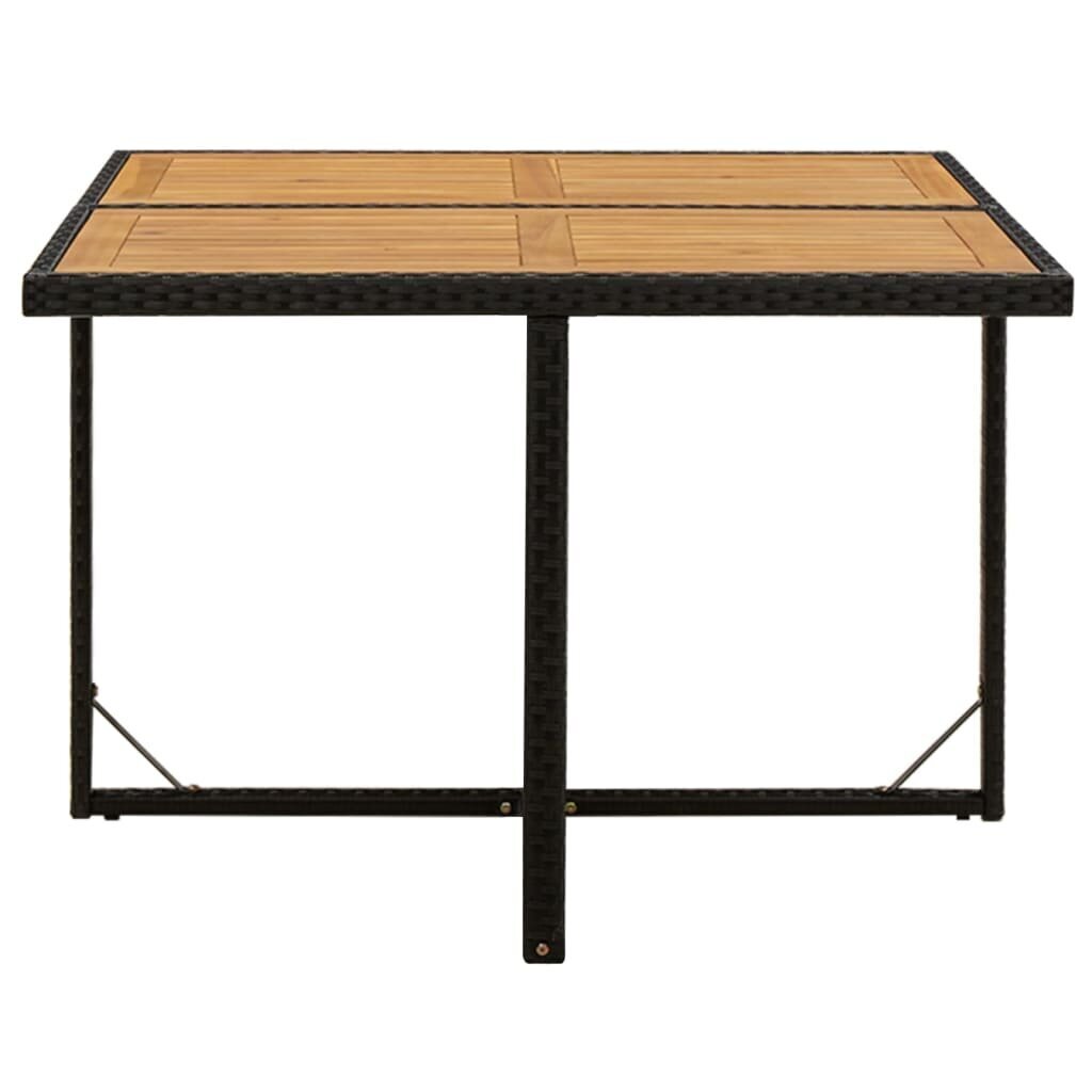 Sodo stalas, juodas, 109x107x74cm, poliratanas ir akacija kaina ir informacija | Lauko stalai, staliukai | pigu.lt