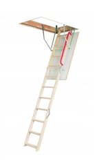Medinės palėpės kopėčios su turėklais 60x94 cm baltos spalvos liukas kaina ir informacija | Laiptai | pigu.lt
