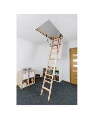 Medinės palėpės kopėčios 70x120 cm, baltas liukas + turėklai kaina ir informacija | Laiptai | pigu.lt