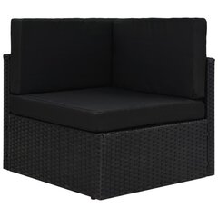 Modulinė kampinė sofa, juodos spalvos, poliratanas kaina ir informacija | Lauko kėdės, foteliai, pufai | pigu.lt