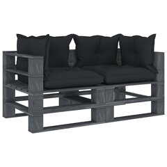 Dvivietė sodo sofa su pagalvėmis, pilka kaina ir informacija | Lauko kėdės, foteliai, pufai | pigu.lt