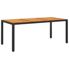 Sodo stalas, juodas, 190x90x75cm, akacijos mediena/poliratanas kaina ir informacija | Lauko stalai, staliukai | pigu.lt
