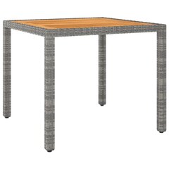 Sodo stalas, pilkos spalvos, 90x90x75cm, poliratanas цена и информация | Садовые столы, столики | pigu.lt