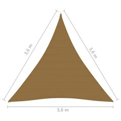 Uždanga nuo saulės, 3,6x3,6x3,6 m, ruda kaina ir informacija | Skėčiai, markizės, stovai | pigu.lt