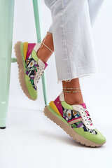 Women's Leather Platform Sneakers Maciejka 06322-09 Green-Pink 30972-21 цена и информация | Спортивная обувь, кроссовки для женщин | pigu.lt