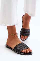 Women's Sandals with Woven Strap on Flat Heel Black Radians 30980-21 цена и информация | Женские тапочки | pigu.lt