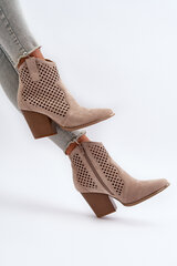 Smėlio spalvos nėriniuoti moteriški Eco Suede batai su blokiniu kulnu Stardara 30984-21 kaina ir informacija | Aulinukai, ilgaauliai batai moterims | pigu.lt