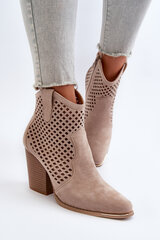 Beige Lace-Up Women's Ankle Boots in Eco Suede on Block Heel Stardara 30984-21 цена и информация | Женские сапоги | pigu.lt