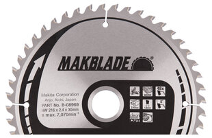 B-08969 TCT Пильный диск MAKBLADE 216X2.4X30mm 5 ° T48 Makita цена и информация | Механические инструменты | pigu.lt