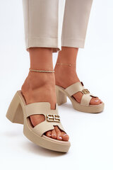 Zazoo 40419 Leather Women's Sandals with Cutouts and Ornament Beige 31041-21 цена и информация | Женские тапочки | pigu.lt