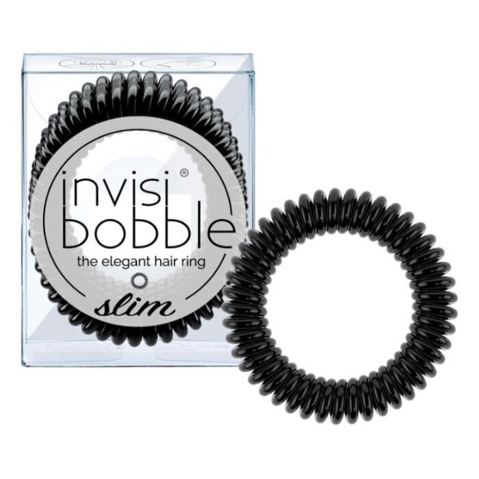 Plona spiralinė plaukų gumytė Invisibobble Slim, True Black, 3 vnt цена и информация | Plaukų aksesuarai | pigu.lt