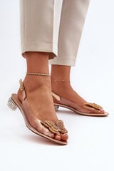 Transparent sandals with low heel with butterfly gold D&A MR38-388 31089-21 цена и информация | Женские босоножки | pigu.lt