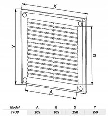Baltos vėdinimo grotelės TRU8 250x250 цена и информация | Вентиляторы для ванной | pigu.lt