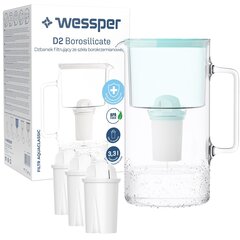 Кувшин Wessper AquaClassic D2 мята + 4 фильтра Wessper AquaClassic в комплекте цена и информация | Фильтры для воды | pigu.lt