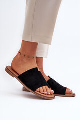 Women's Suede Flip-Flop Sandals Black Amite 31126-21 цена и информация | Женские тапочки | pigu.lt