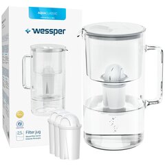 Кувшин Wessper AquaClassic D2 мята + 4 фильтра Wessper AquaClassic в комплекте цена и информация | Фильтры для воды | pigu.lt