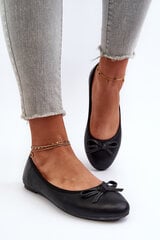 Black Eco Leather Ballerina Flats with Bow 31224-21 цена и информация | Женские туфли | pigu.lt