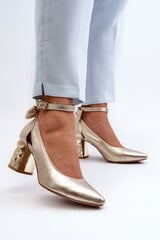 Leather Pumps With Bow Maciejka 05059-25 Gold 31300-21 цена и информация | Женские туфли | pigu.lt