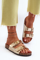 Women's Cork Platform Sandals with Gold Straps Doretta 31333-21 цена и информация | Женские тапочки | pigu.lt