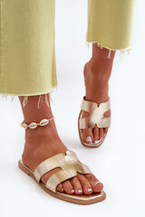 Women's Flat Sandals with Cutouts Gold Fiviama 31338-21 цена и информация | Женские тапочки | pigu.lt