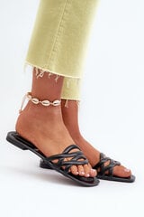 Women's Eco Leather Flat Heel Black Sandals Moldela 31344-21 цена и информация | Женские тапочки | pigu.lt