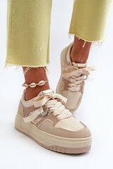 Women's platform sneakers in beige eco leather Moun 31367-21 цена и информация | Спортивная обувь, кроссовки для женщин | pigu.lt