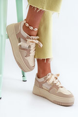 Women's platform sneakers in beige eco leather Moun 31367-21 цена и информация | Спортивная обувь, кроссовки для женщин | pigu.lt