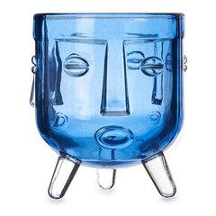 Žvakidė Veidas Stiklas Mėlyna (7,8 x 8,8 x 7,8 cm) kaina ir informacija | Žvakės, Žvakidės | pigu.lt