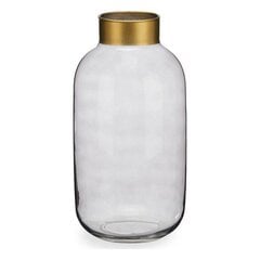 Vaza Lygus Pilka Auksinis stiklas (14,5 x 29,5 x 14,5 cm) kaina ir informacija | Vazos | pigu.lt