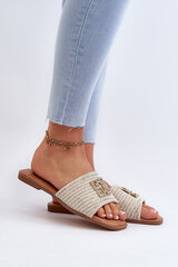 Flat Women's Sandals with Braids and Ornament White Omenna 31388-21 цена и информация | Женские тапочки | pigu.lt