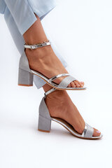 Women's Low Heel Silver Glitter Sandals Ploemis 31431-21 цена и информация | Женские босоножки | pigu.lt